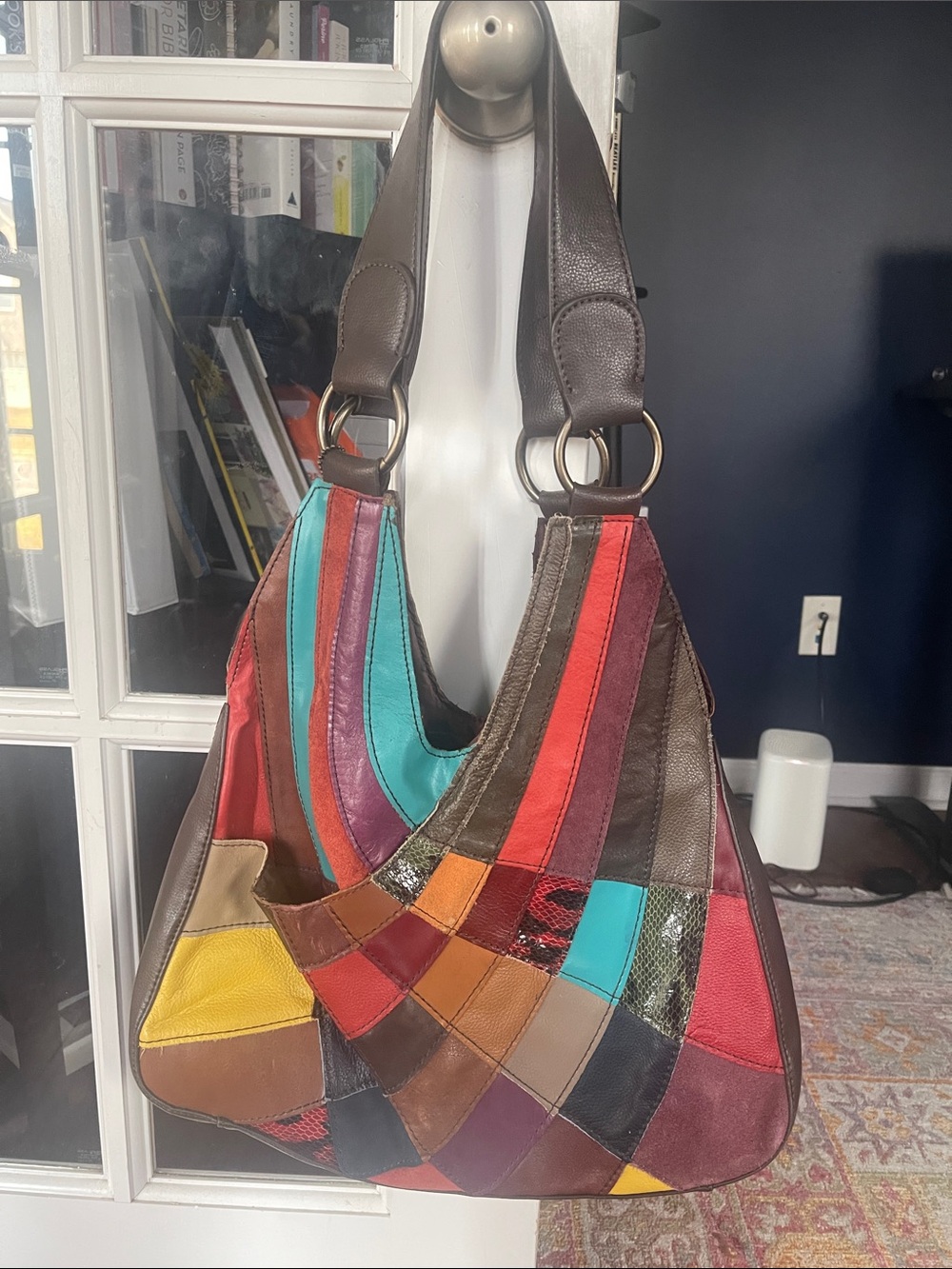 Wilsons Leather Bag Retro Patchwork Purse Vintage 90s Y2k Boho Hippie Hobo